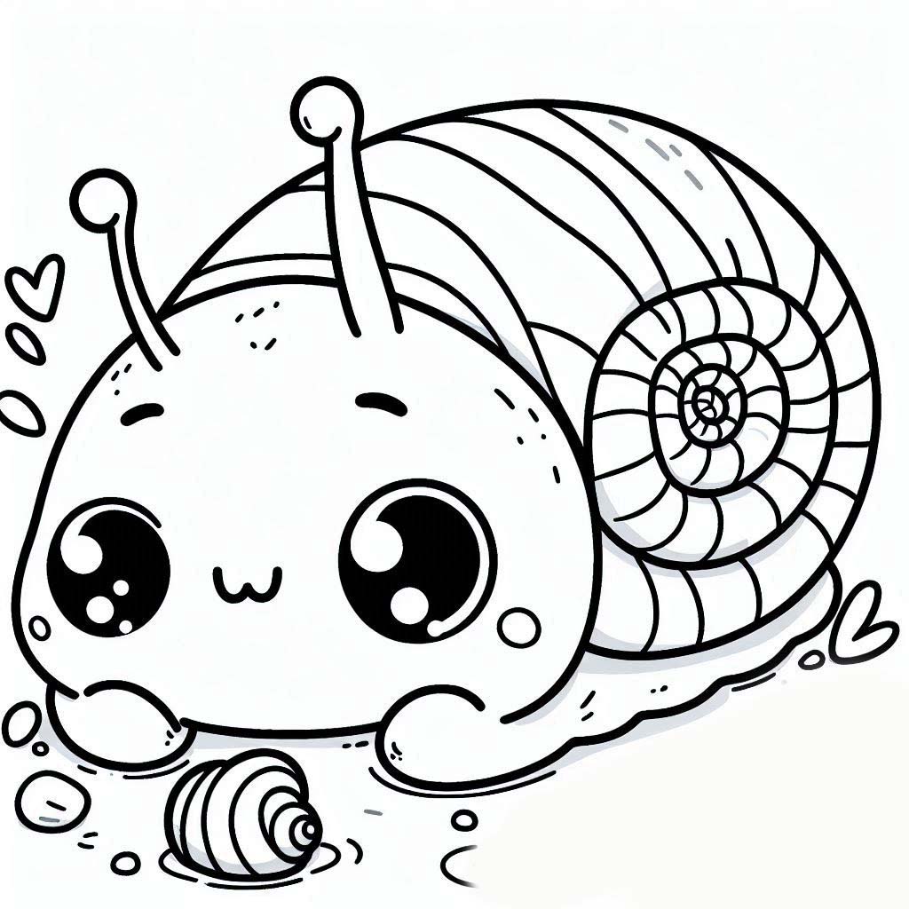 Coloriage Dessine un escargot mignon à imprimer