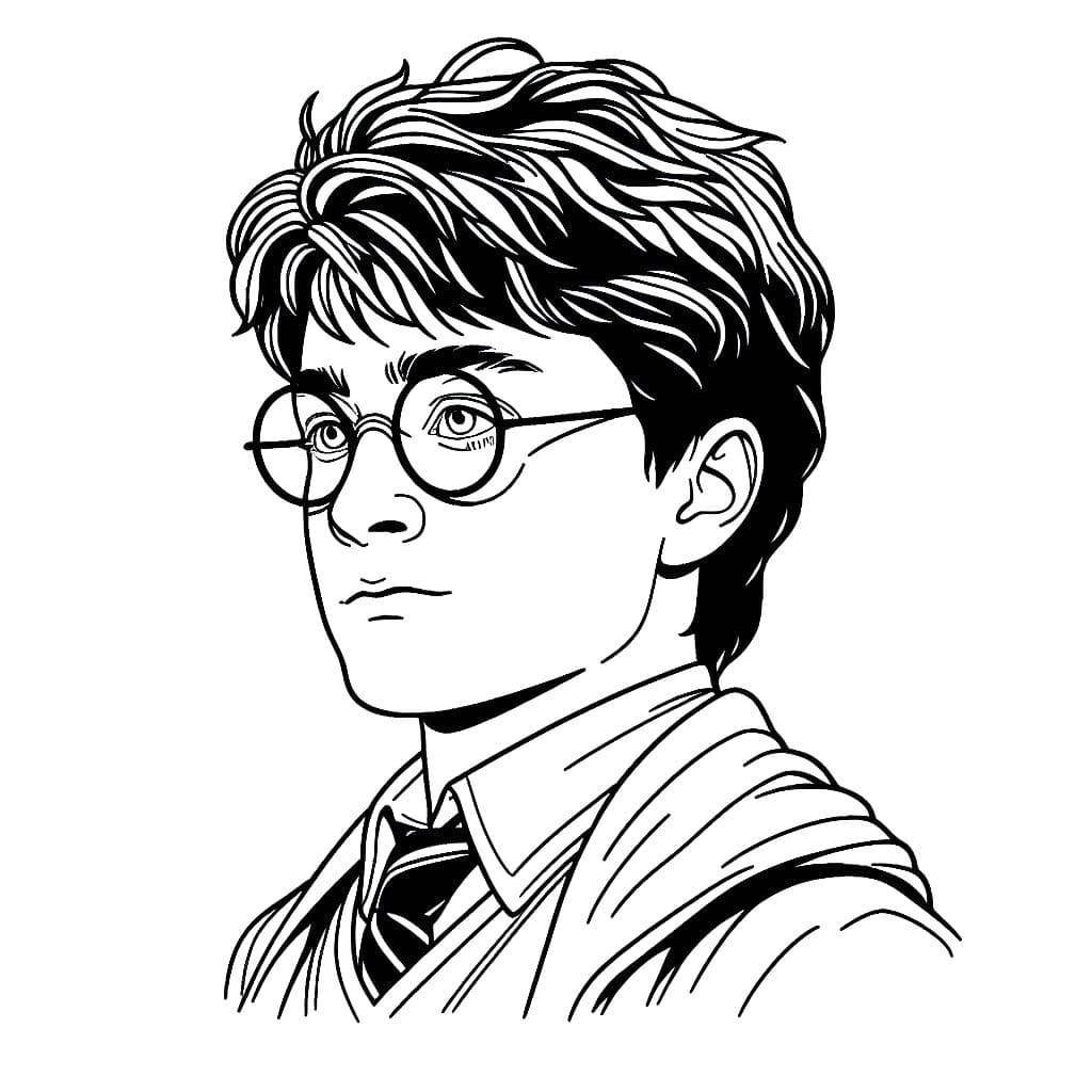 Coloriage Dessiner le visage d'Harry Potter