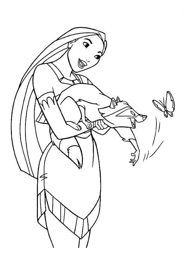 Coloriage Dessiner Pocahontas à imprimer