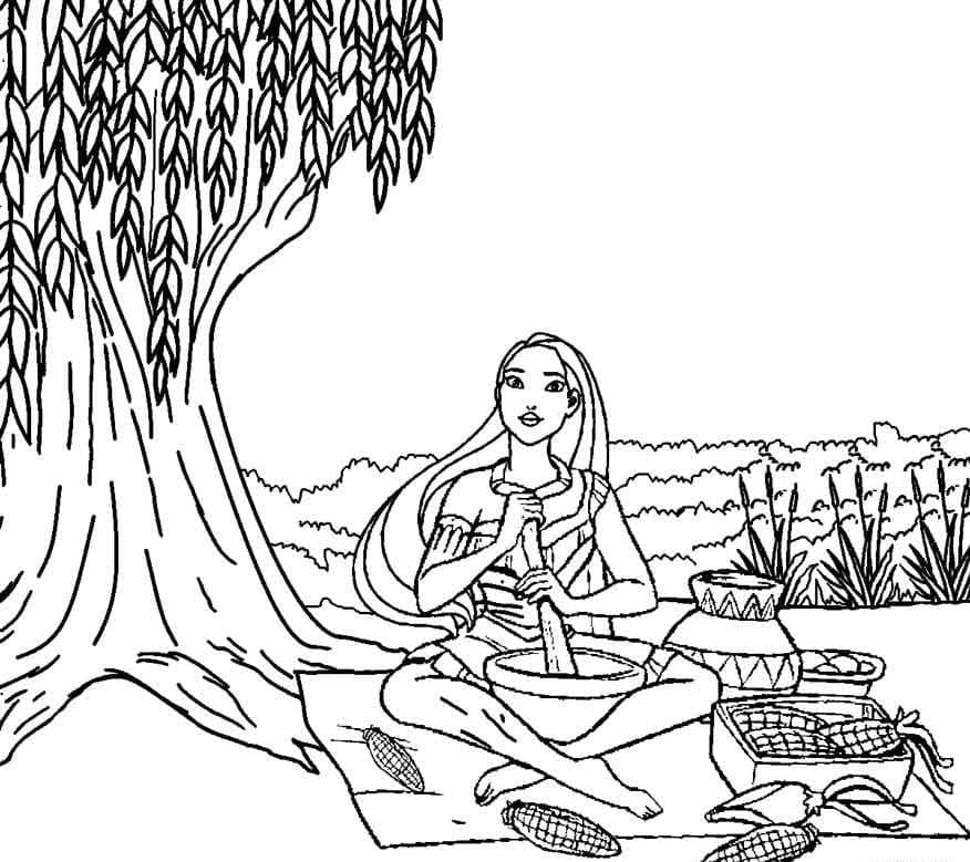 Coloriage Dessiner Pocahontas Princesse Disney à imprimer