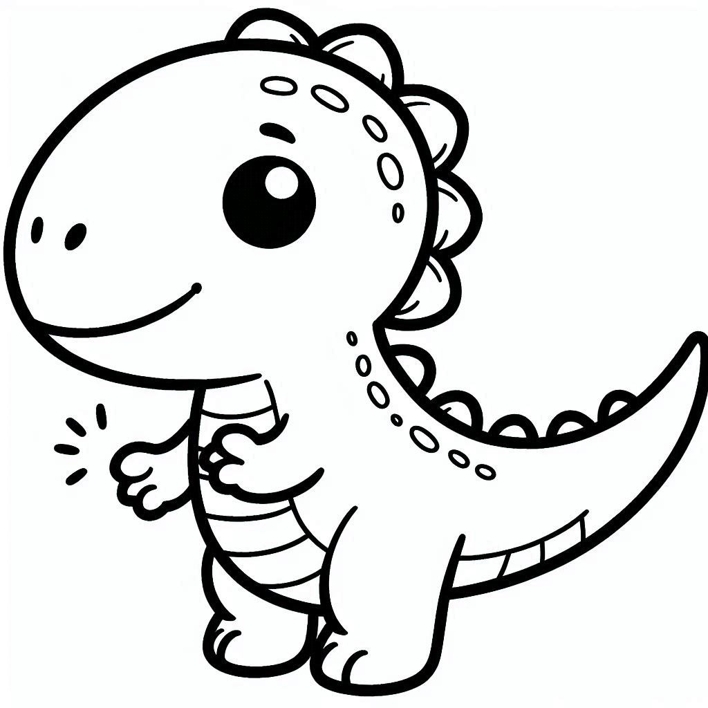 Coloriage Dessiner un dinosaure chibi mignon