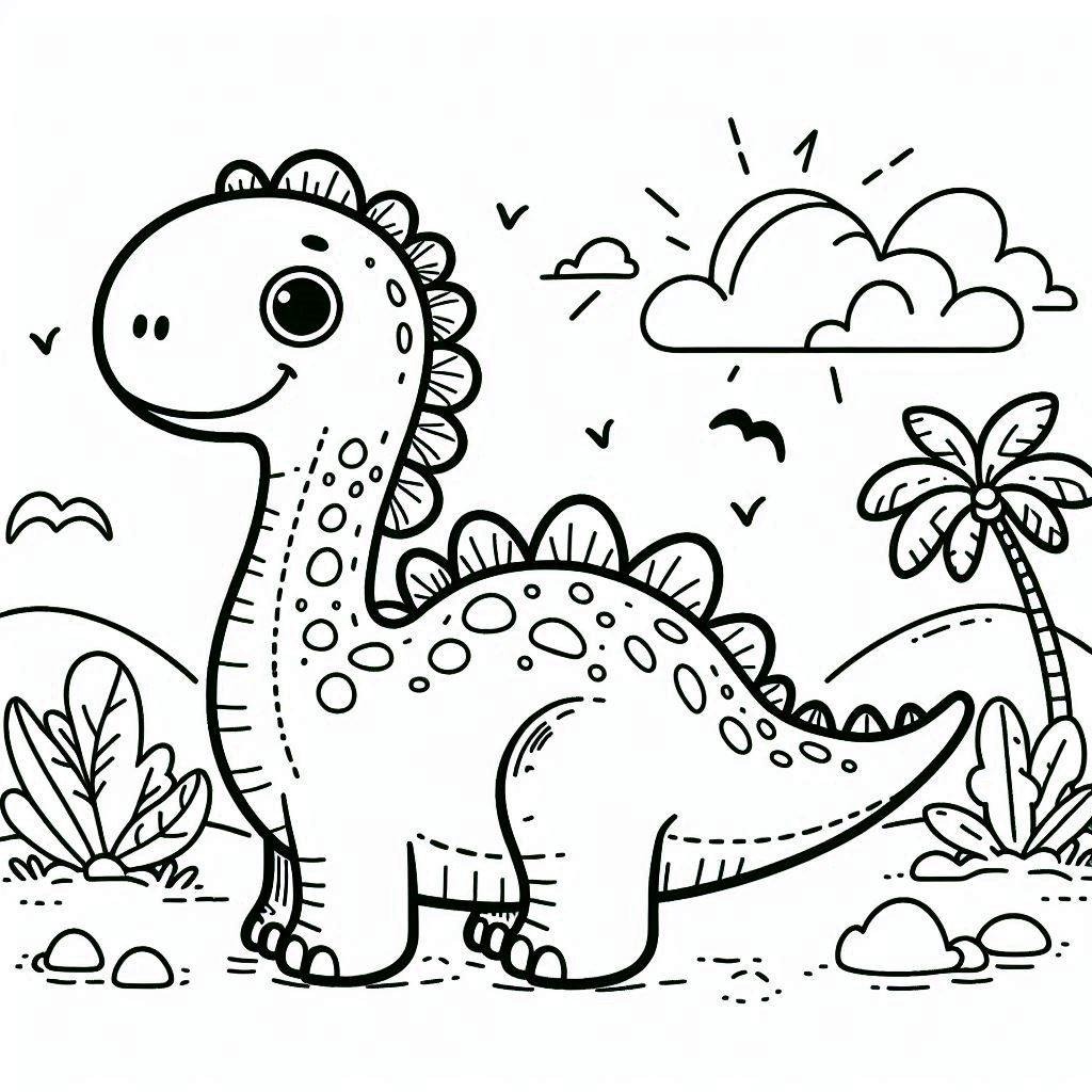 Coloriage Dessiner un dinosaure facile et basique