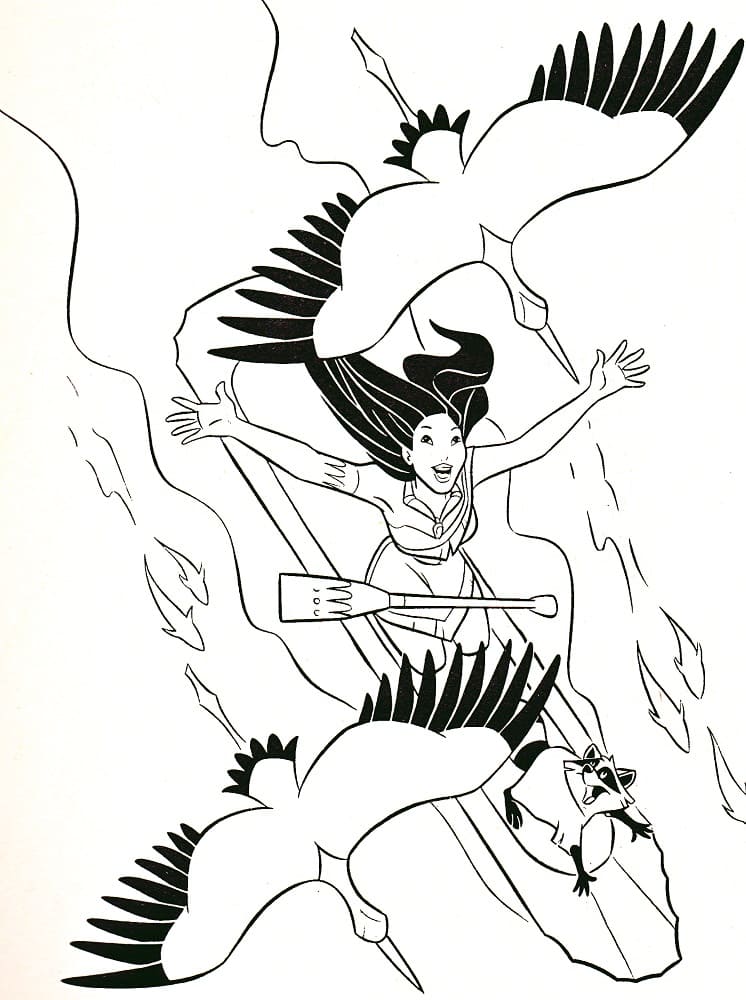 Coloriage Joyeuse Pocahontas à imprimer