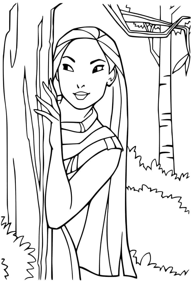 Coloriage La belle princesse Pocahontas à imprimer