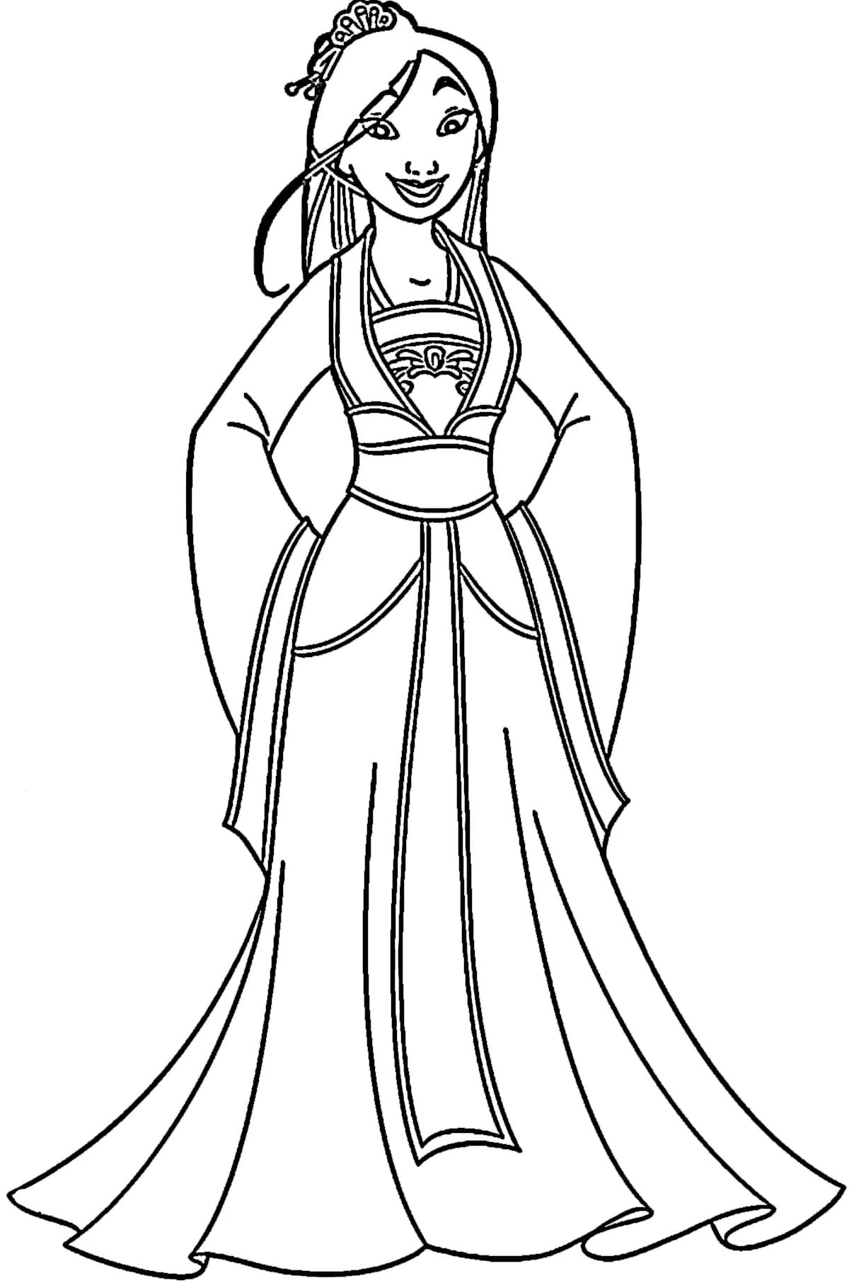 Coloriage Princesse Mulan 4 à imprimer