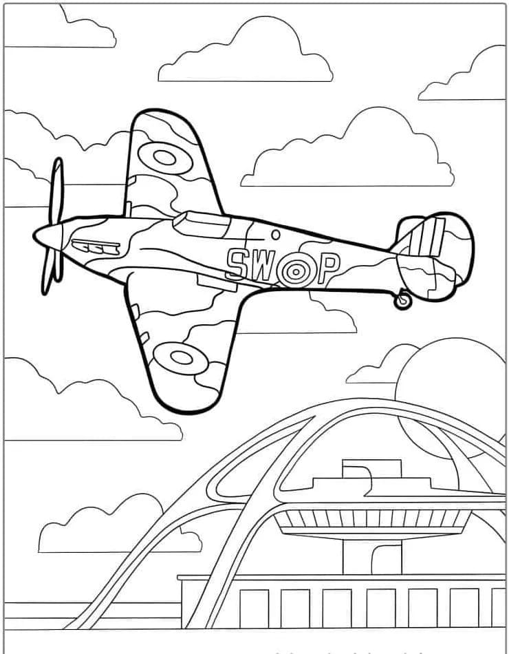 Coloriage Dessiner avion de chasse base gratuite à imprimer