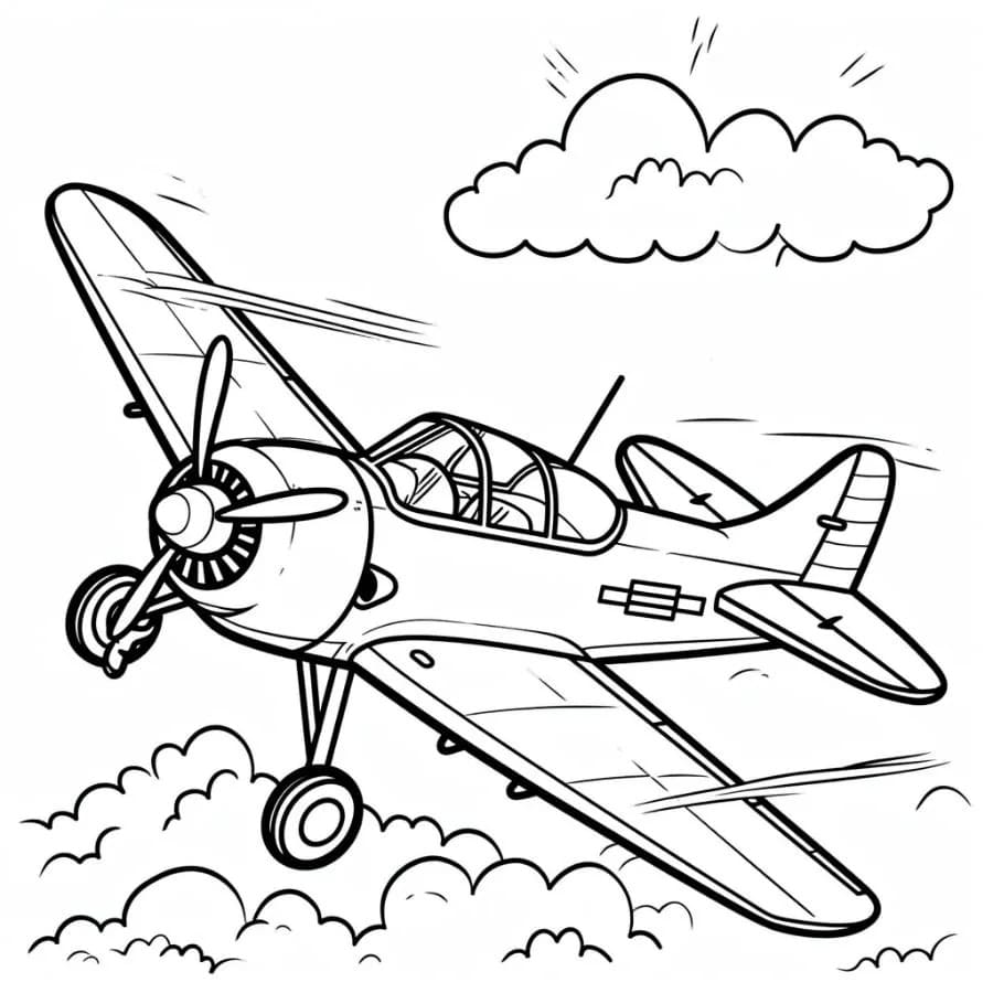 Coloriage Dessiner avion de chasse de base à imprimer