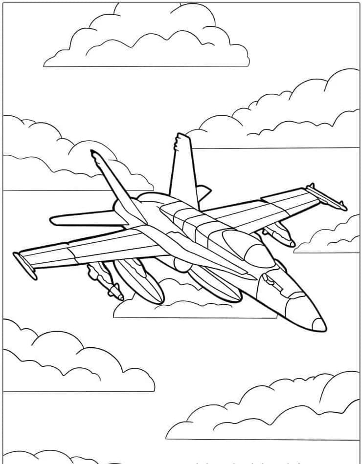 Coloriage Dessiner avion de chasse gratuit à imprimer