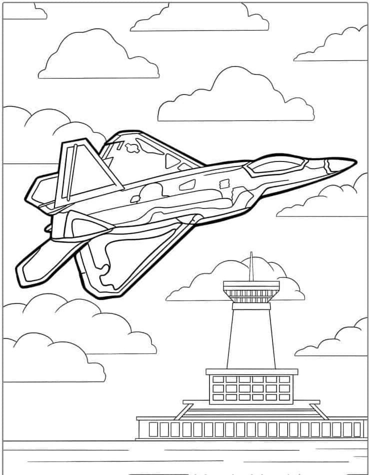 Coloriage Dessiner avion de chasse imprimable à imprimer