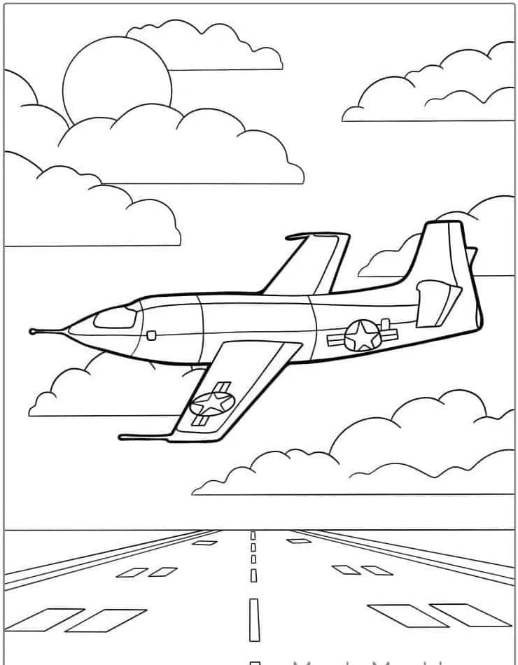 Coloriage Dessiner avion de chasse simple à imprimer