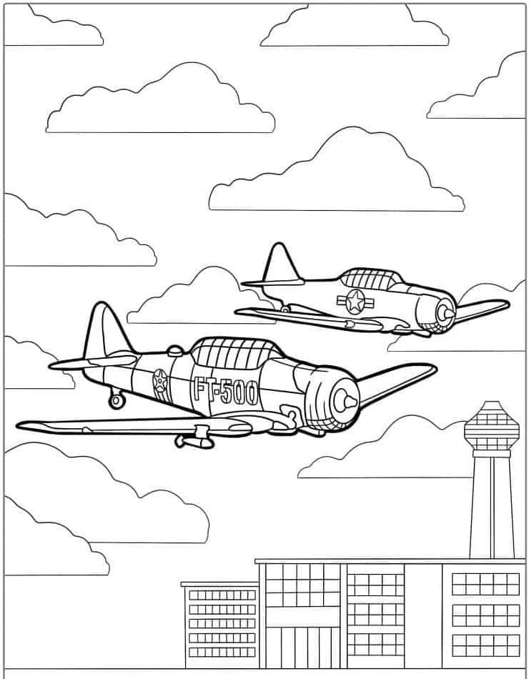 Coloriage Dessiner imprimable avion de chasse à imprimer