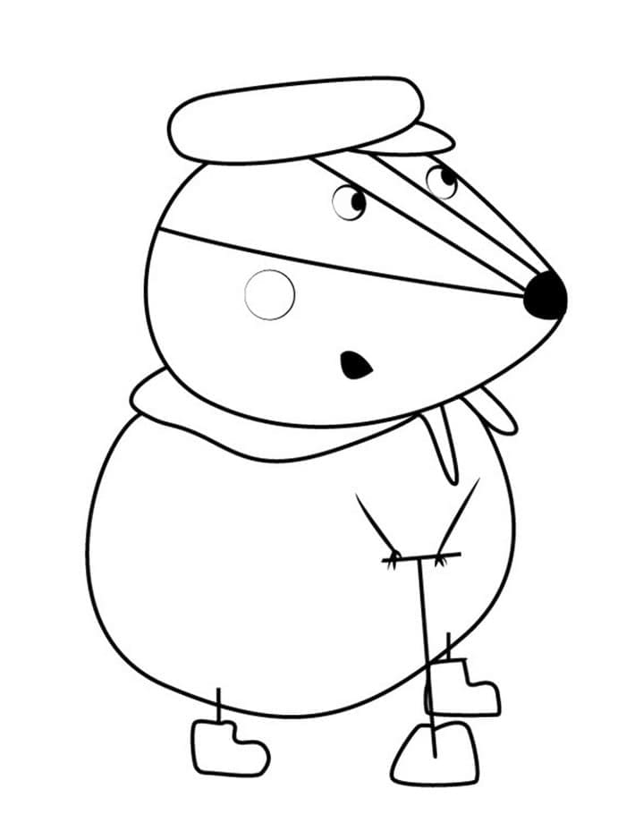 Coloriage Dessine M. Badger de Peppa Pig à imprimer