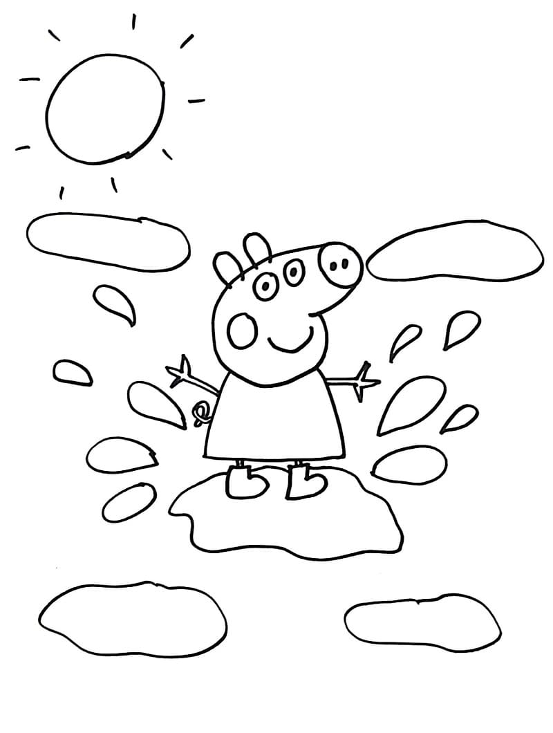 Coloriage Dessine Peppa Pig, un cochon mignon à imprimer