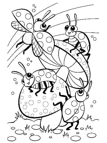 Coloriage Adorables coccinelles à imprimer