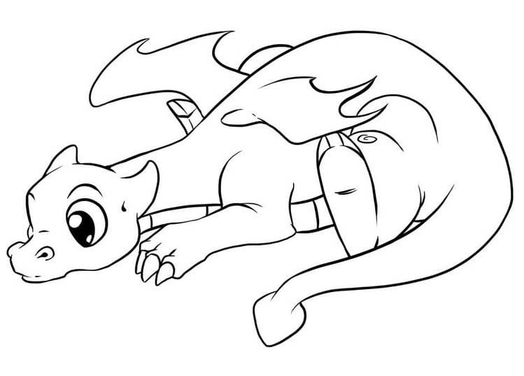 Coloriage Bébé dragon Gratuit