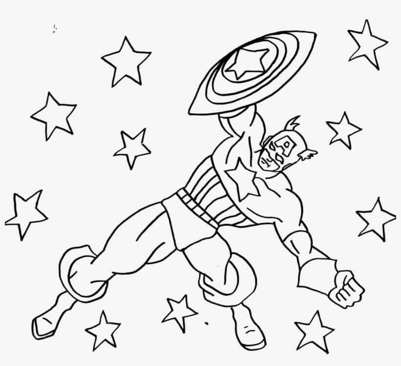 Coloriage Captain America et les étoiles