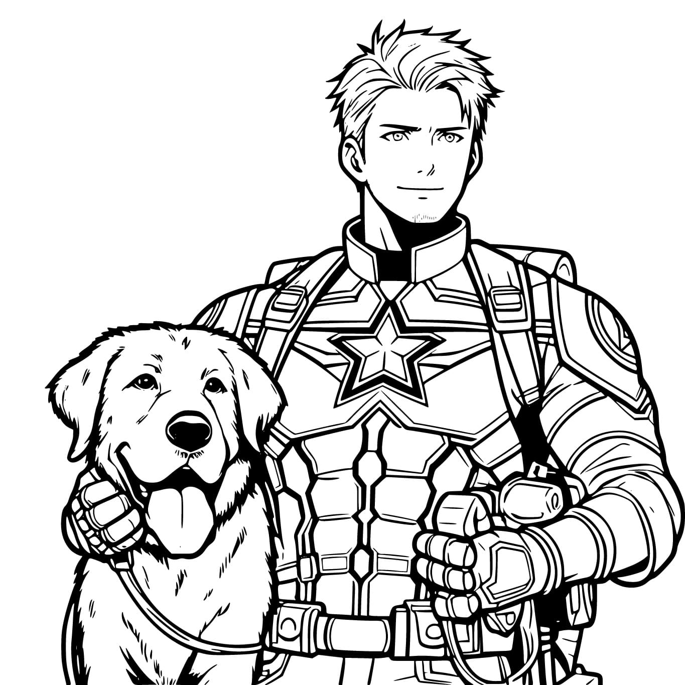 Coloriage Captain America et son chien