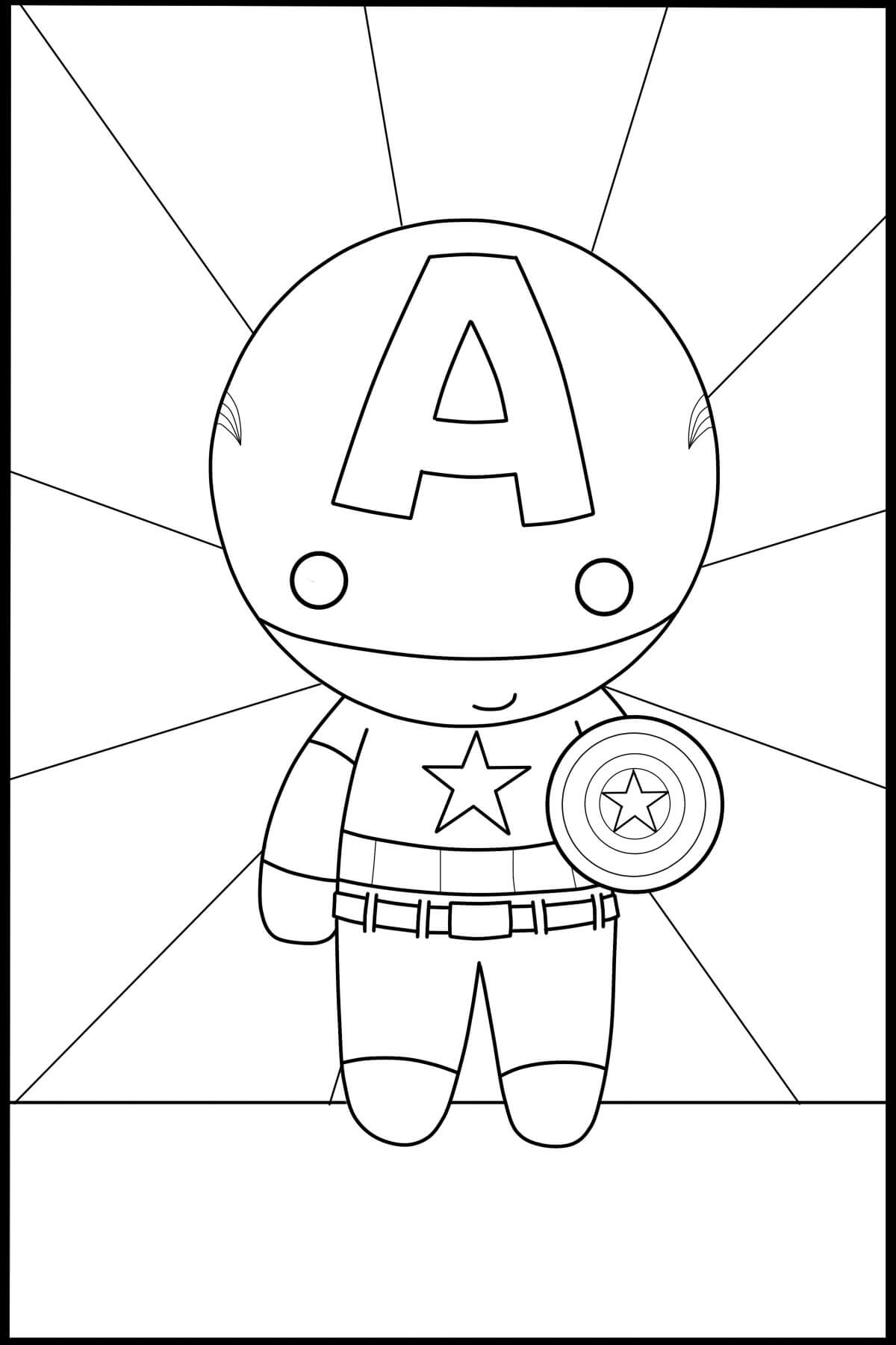 Coloriage Captain America – Poupée mignonne