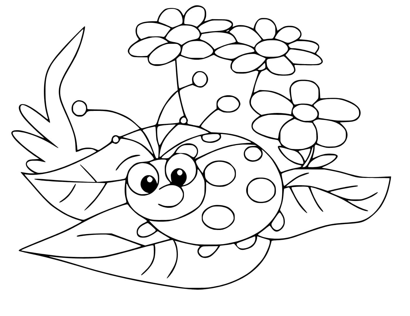 Coloriage Coccinelle curieuse