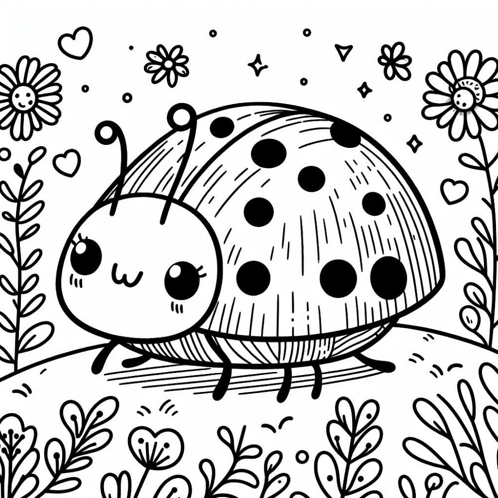 Coloriage Coccinelle Kawaii