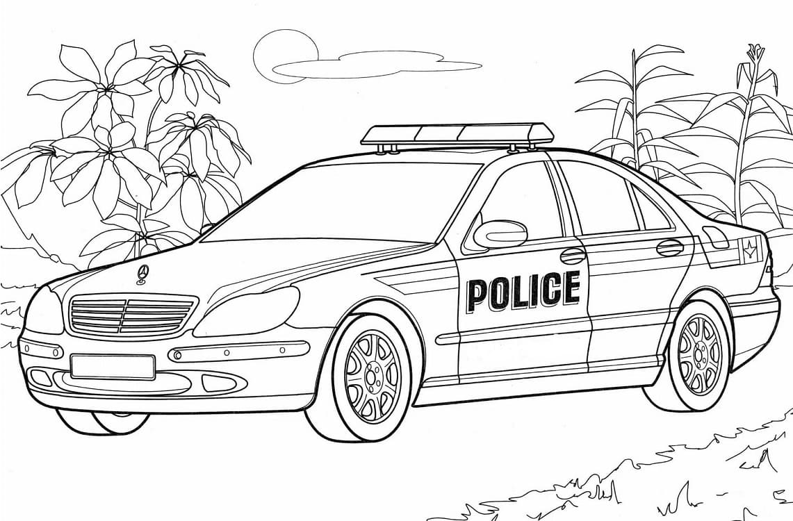 Coloriage Dessin de la voiture de police Mercedes