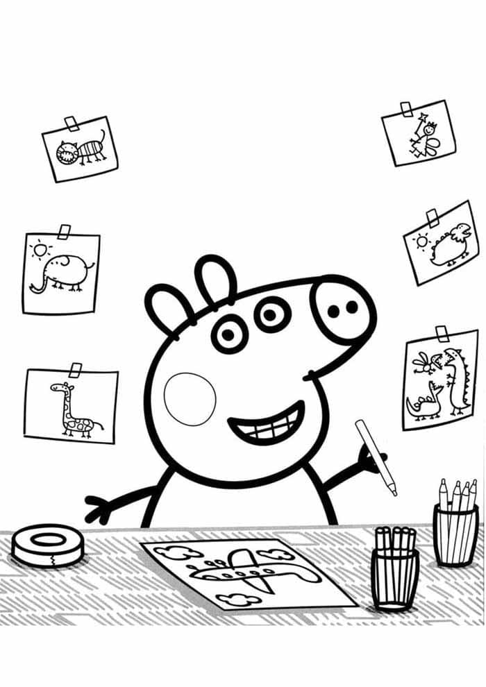 Coloriage Dessin de Peppa Pig à imprimer