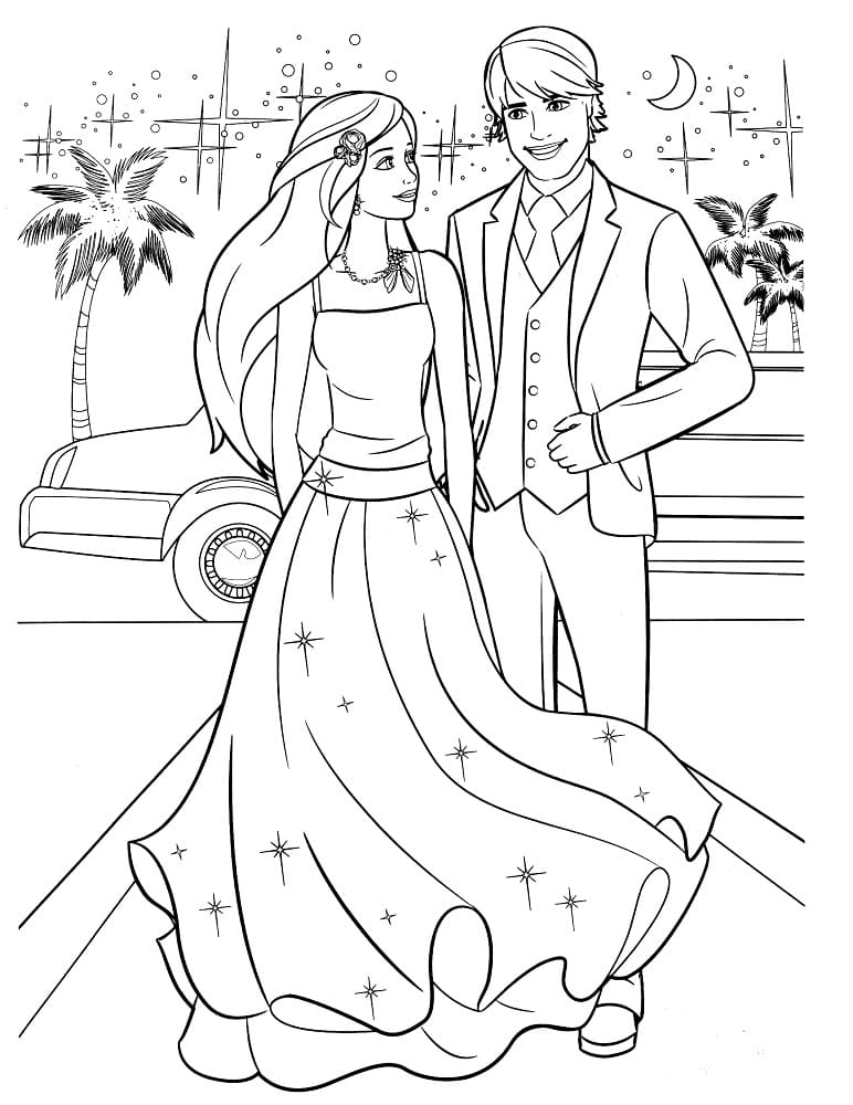 Coloriage Dessine Barbie et Ken