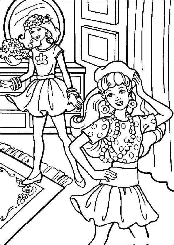 Coloriage Dessine Barbie et ses amis