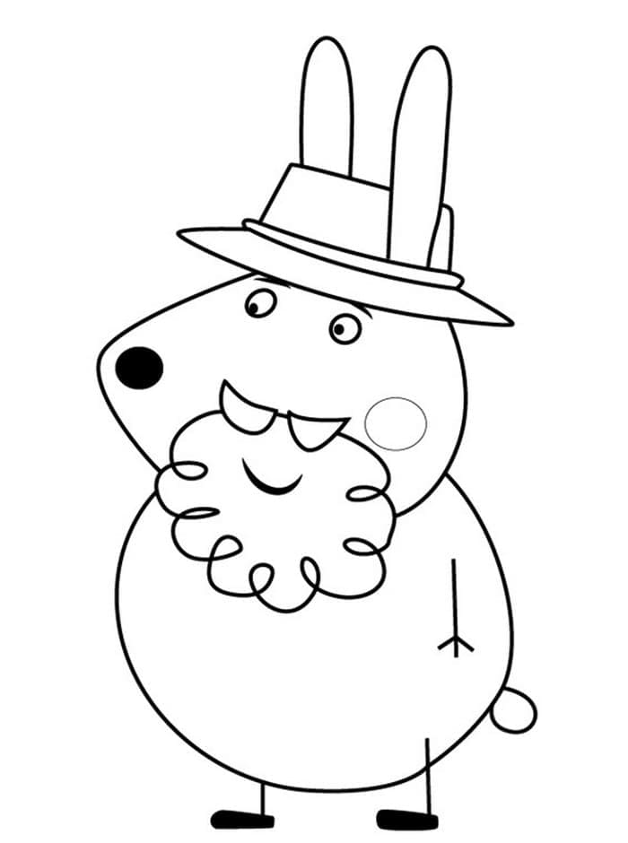 Coloriage Dessine Grampy Rabbit de Peppa Pig à imprimer