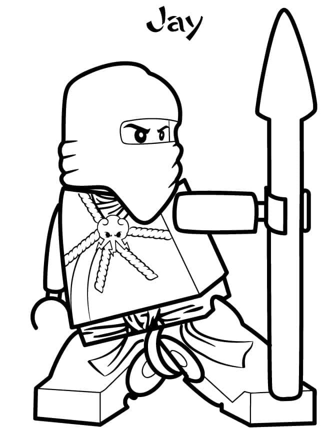 Coloriage Dessine Jay en Lego Ninjago