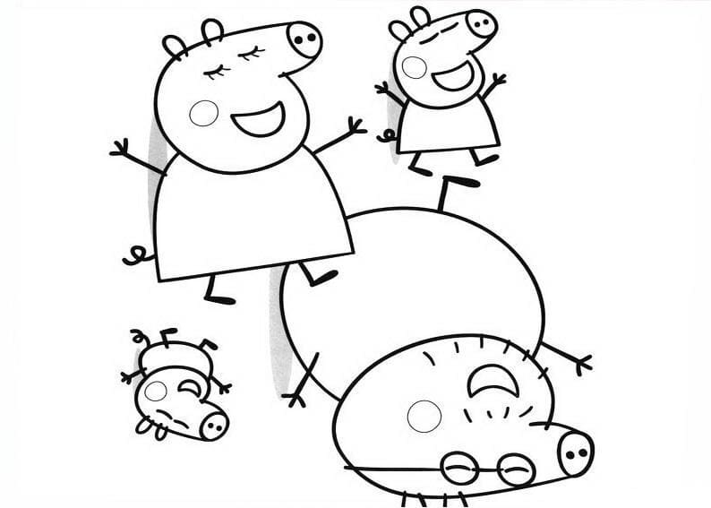 Coloriage Dessine la famille Peppa Pig à imprimer