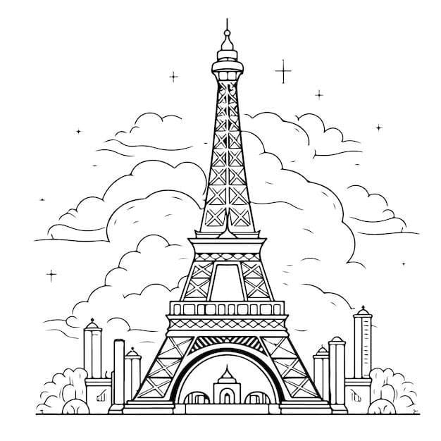 Coloriage Dessine la tour Eiffel Paris très bien