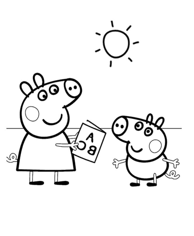 Coloriage Dessine le bon Peppa Pig à imprimer