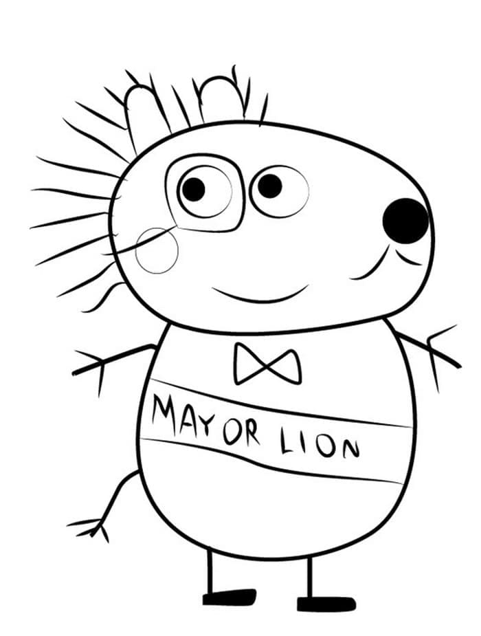 Coloriage Dessine le maire Lion de Peppa Pig à imprimer