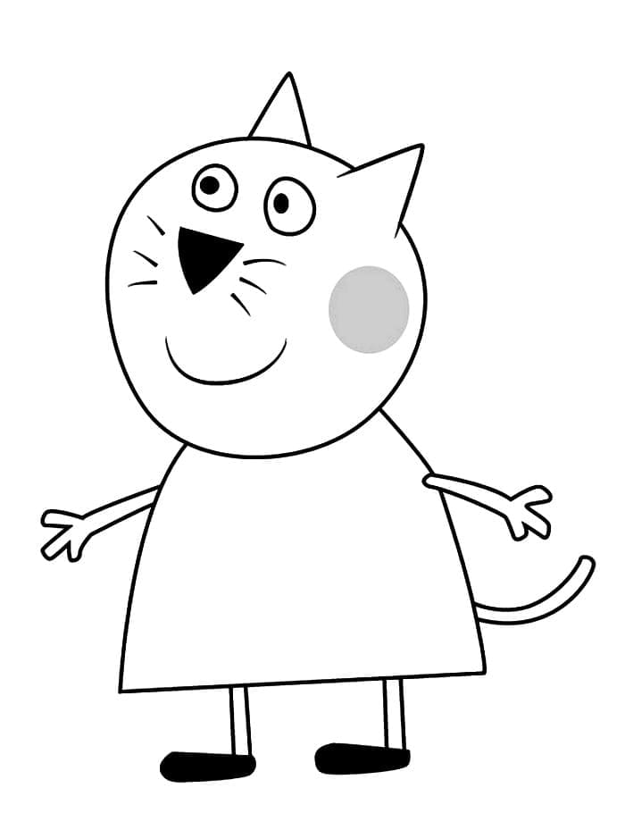 Coloriage Dessine le mignon chat en bonbon de Peppa Pig à imprimer