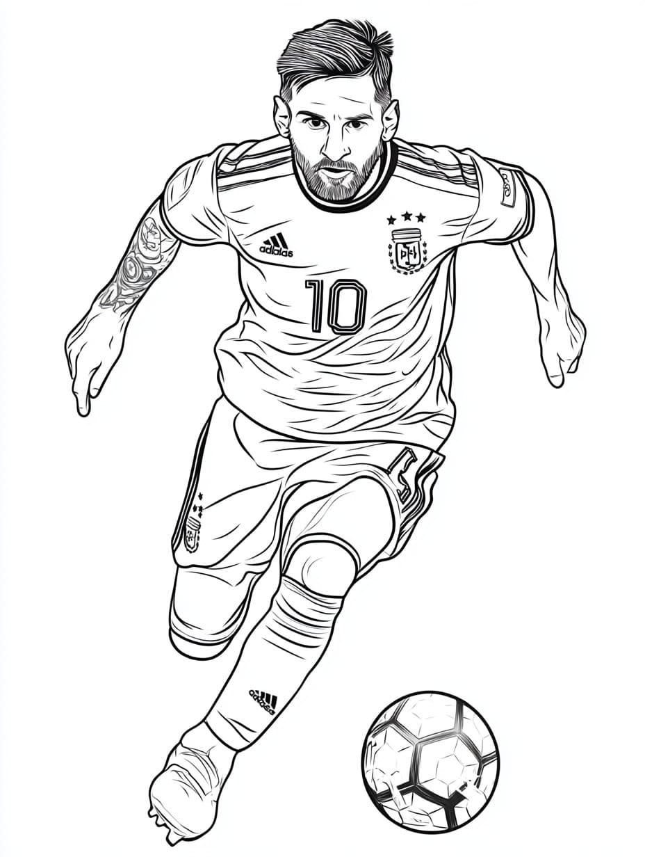 Coloriage Dessine Lionel Messi jouant au football