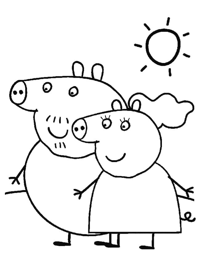 Coloriage Dessine Papa Cochon et Maman Cochon à imprimer