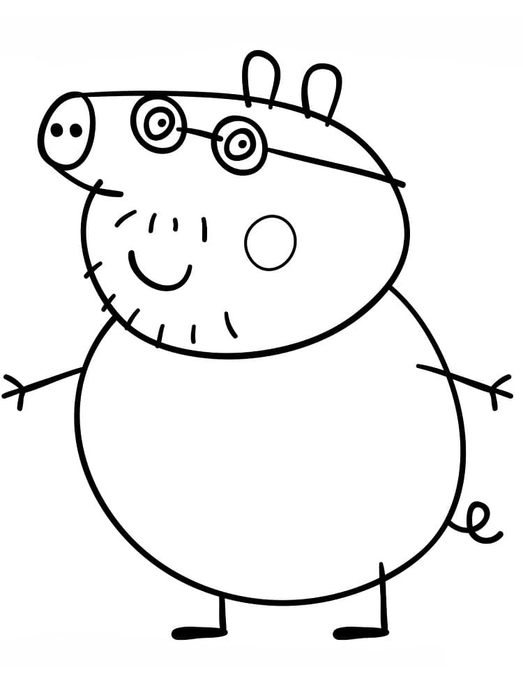 Coloriage Dessine Papa Pig de Peppa Pig à imprimer