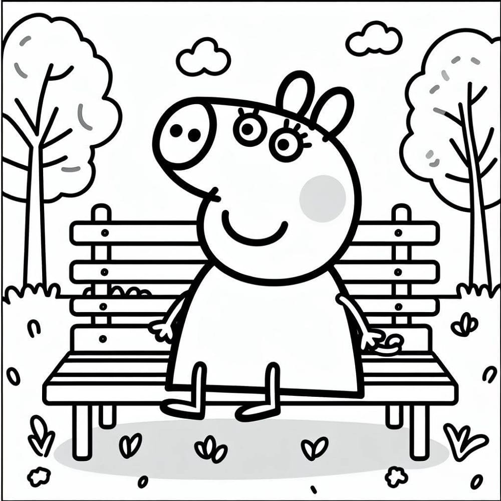 Coloriage Dessine Peppa Pig au parc à imprimer