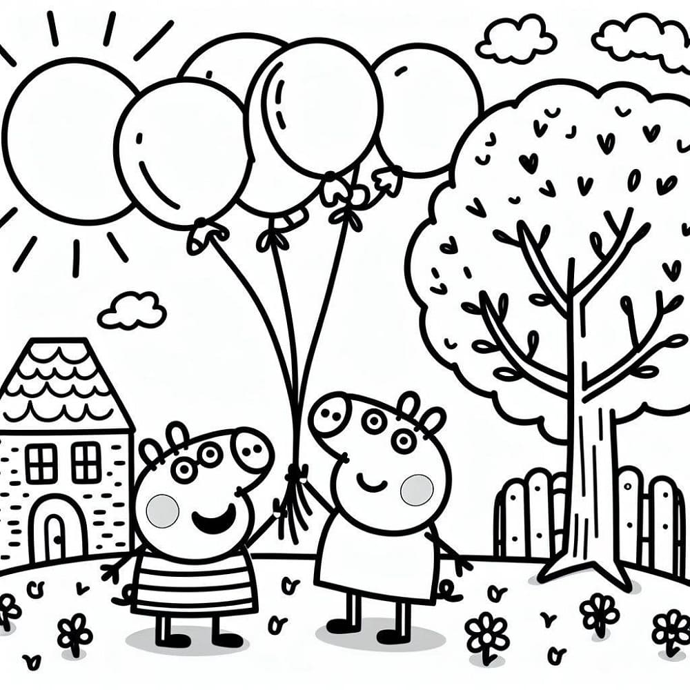 Coloriage Dessine Peppa Pig et ses amis à imprimer