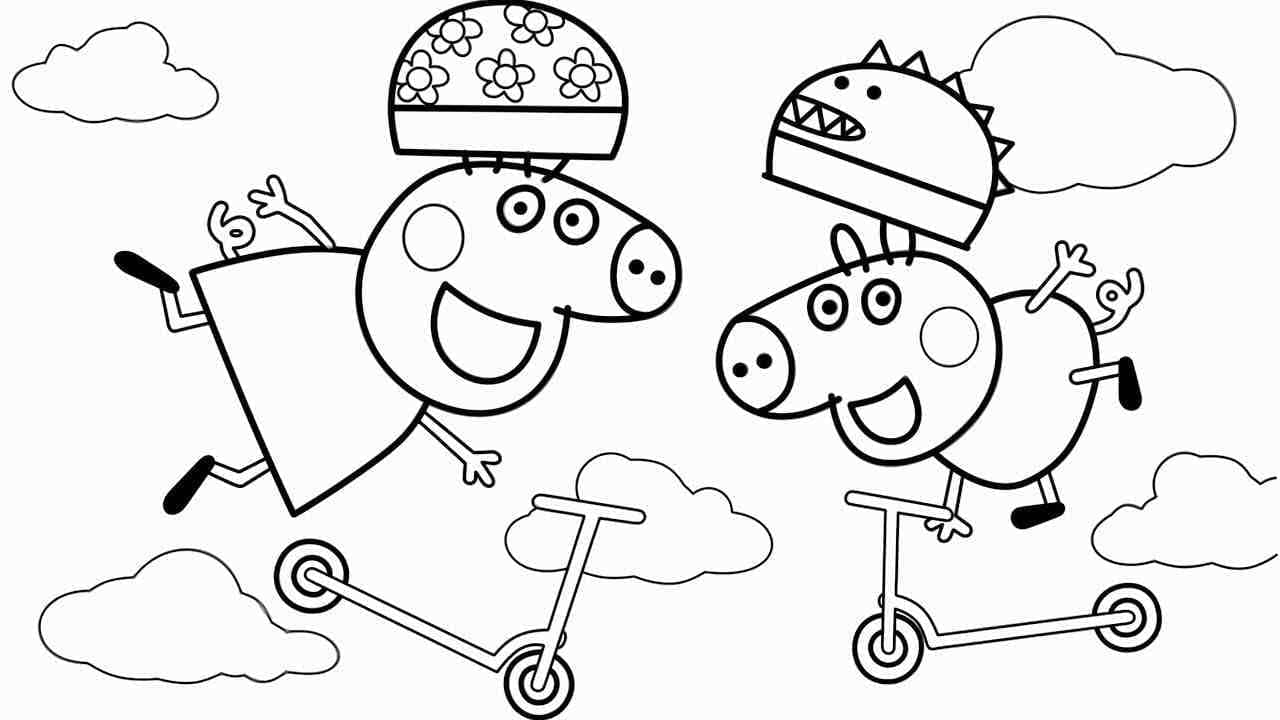 Coloriage Dessine Peppa Pig et son petit frère à imprimer