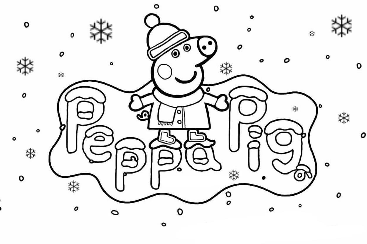 Coloriage Dessine Peppa Pig et Winter à imprimer