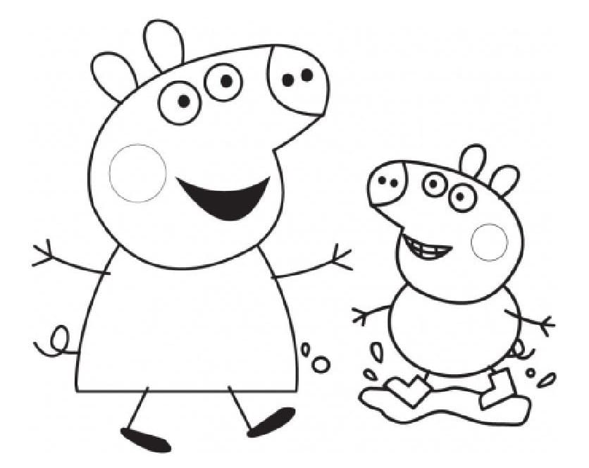 Coloriage Dessine Peppa Pig heureux à imprimer