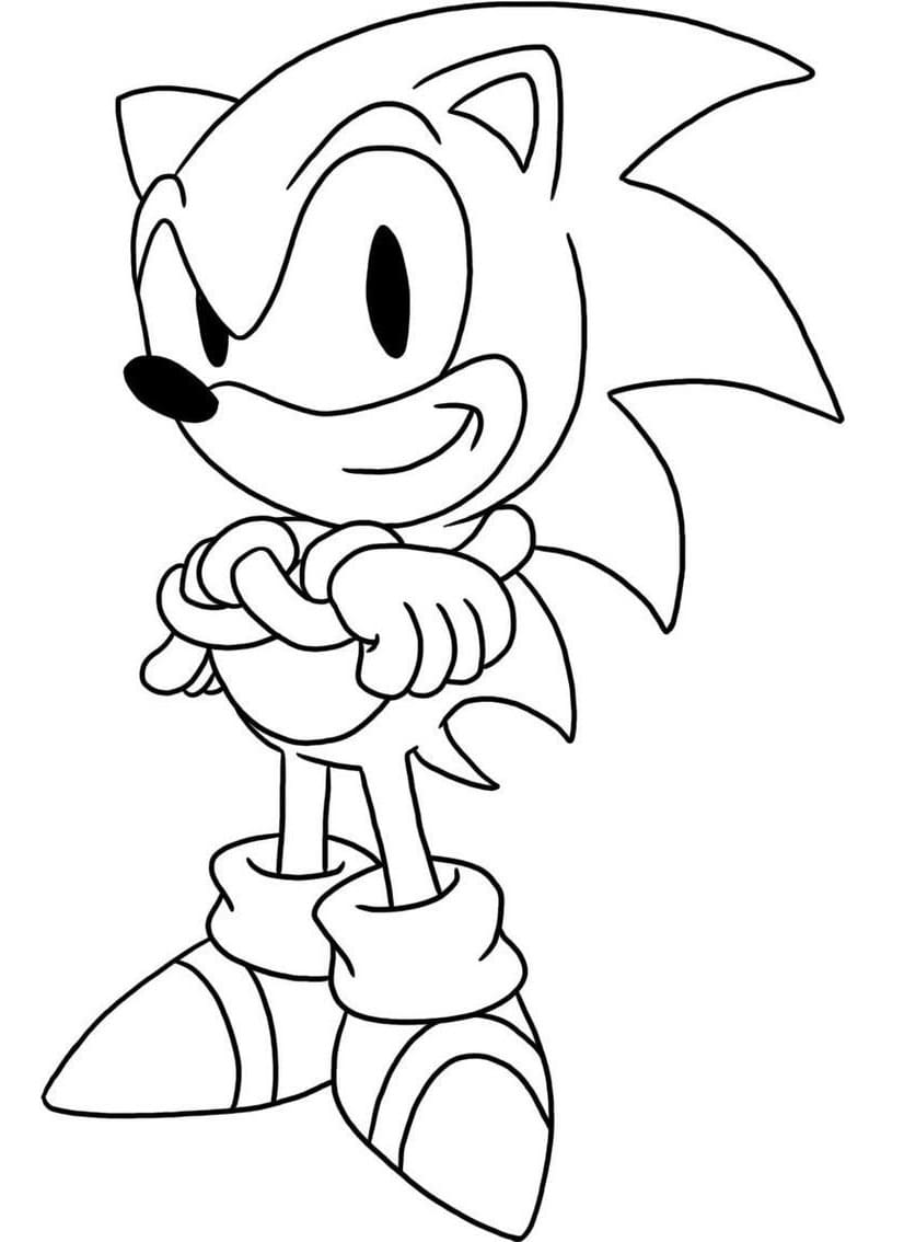 Coloriage Dessine Sonic souriant à imprimer