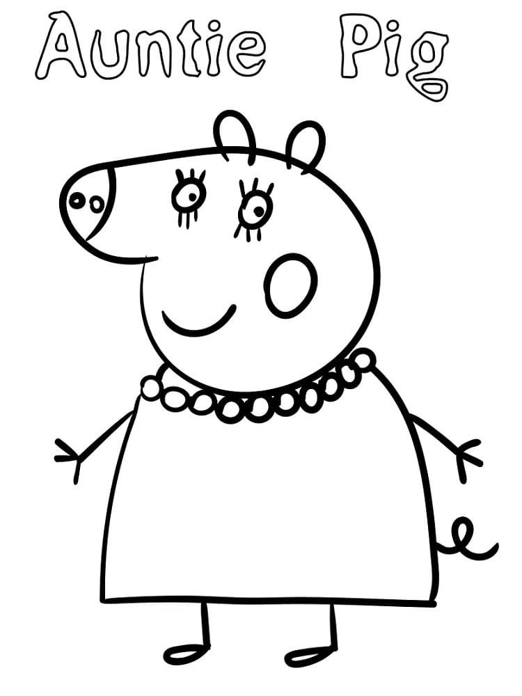 Coloriage Dessine Tante Pig de Peppa Pig à imprimer