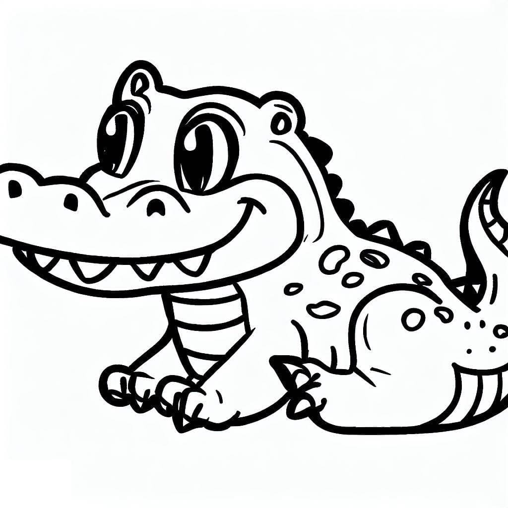 Coloriage Dessine un adorable crocodile