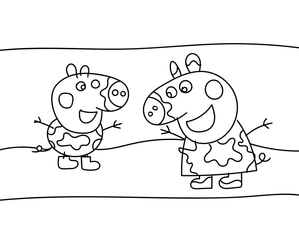 Coloriage Dessine un drôle de Peppa Pig à imprimer