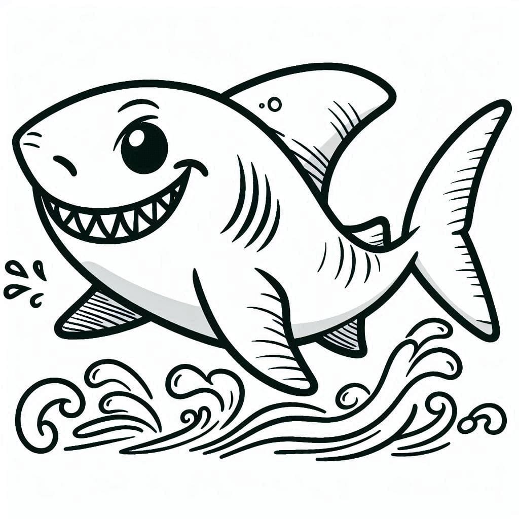 Coloriage Dessine un requin souriant