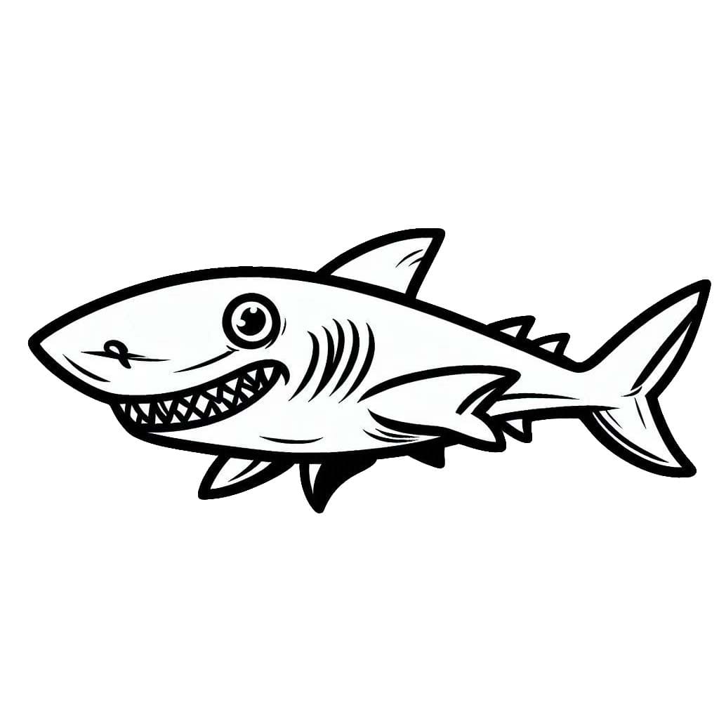 Coloriage Dessine un requin très souriant