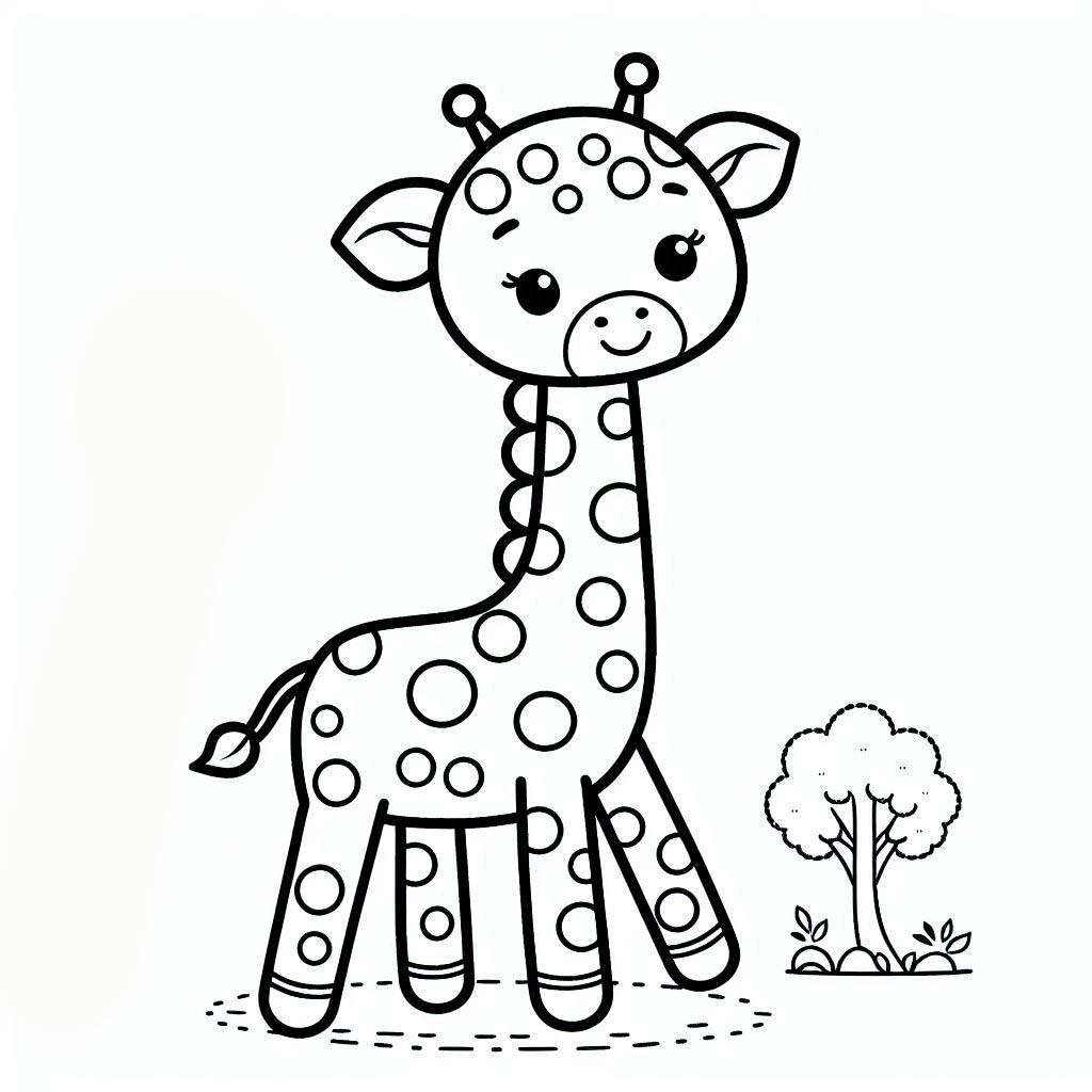 Coloriage Dessine une girafe belle et mignonne à imprimer